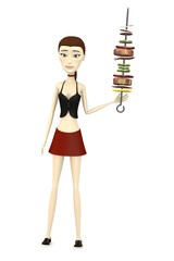 3d render of cartoon character with skewer