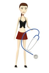 3d render of cartoon character with stethoscope
