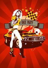 Motor race party design retro red