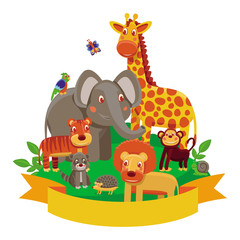Obraz na płótnie Canvas Vector cartoon animals - zoo