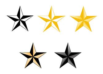 set of five colored stars - obrazy, fototapety, plakaty