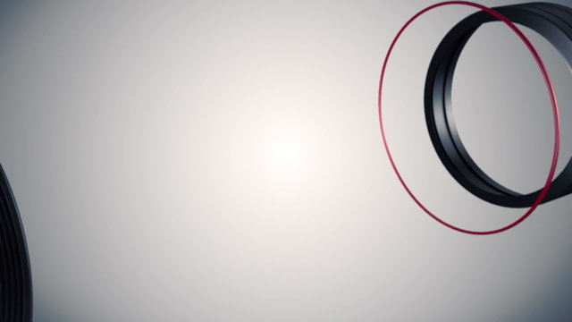 Animation of lens, side view, with alpha.