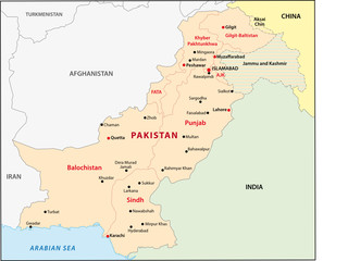 Fototapeta na wymiar Pakistan Administrative divisions