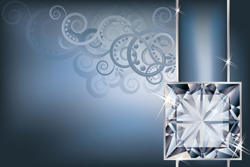 Greeting invitation card with diamond, vector