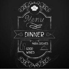 Dinner on the restaurant menu chalkboard.