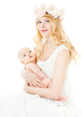 Young mother hugging baby