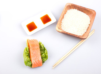 Salmon with rice and sauce