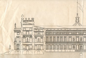Draving of Saint Michael's Castle (Saint Petersburg, Russia)