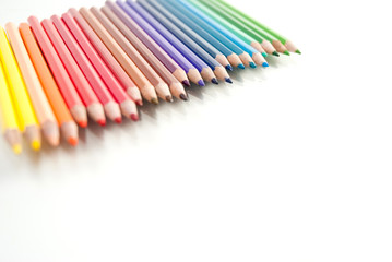 close up  of color pencils on white