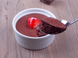 Spoon with chocolate mousse