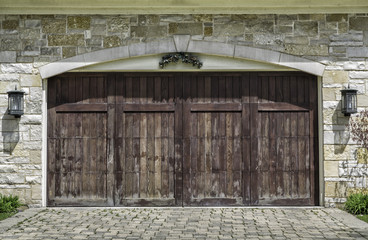 Naklejka premium Two car wooden garage