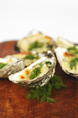 Oysters under cheese and dill