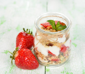 Dessert with yogurt and granola