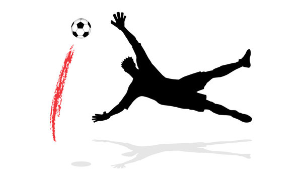 black silhouette soccer player diving for ball clip art preview