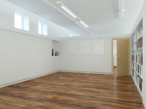 Empty Office Studio Room (White Walls)