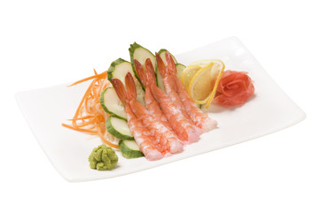 sashimi with shrimp cucumber