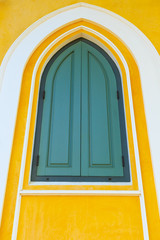 Colorful of wooden Church window.