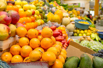 Fruits and vegetables at a farmers market