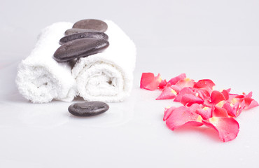 Towels and massage stones