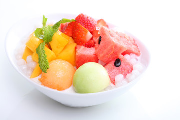fresh mango and watermelon with coconut