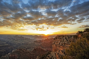 Famous Grand Canyon at sunrise