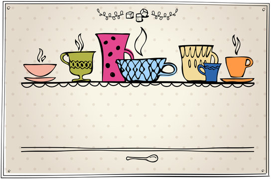 retro frame with cup for menu