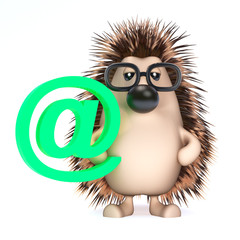 Cute hedgehog with email address symbol