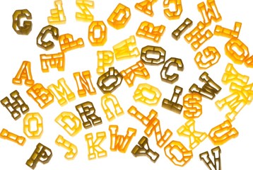 Bunte Buchstabennudeln, Freisteller, freigestellt