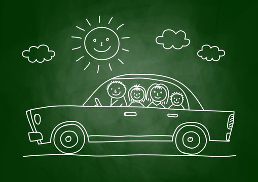 Car drawing on blackboard