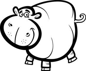 Hippo or Hippopotamus for coloring book