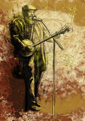 Banjo player (full sized hand drawing)
