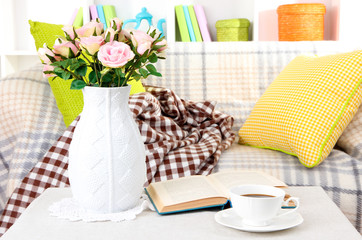 Close up on trendy modern living room