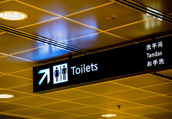 Toilets board in Airport terminal