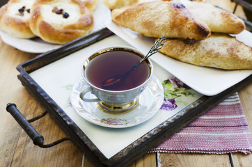Tea and various puffs.