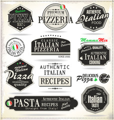Pizza retro labels