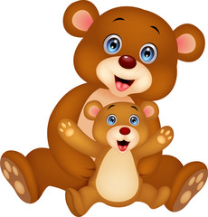 Mother and baby bear cartoon