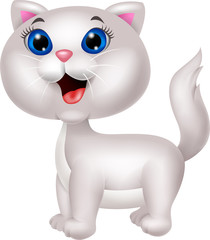 Cute white cat cartoon
