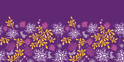 Vector purple and gold underwater plants horizontal seamless