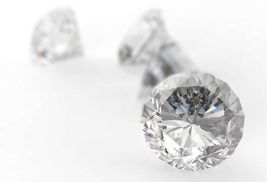 Diamonds isolated on white 3d model