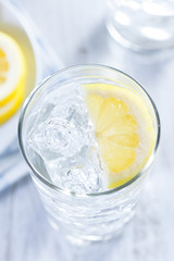 Refreshing Ice Cold Water with Lemon