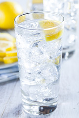 Refreshing Ice Cold Water with Lemon