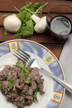 Straccetti funghi e rucola