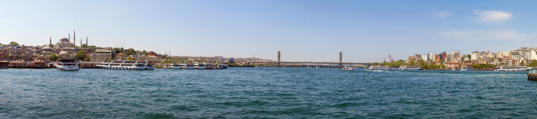 Panoramic view from Galata Brigde, Istanbul, Turkey