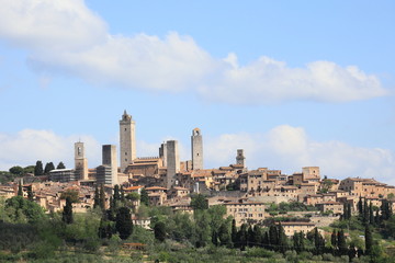 Fototapeta na wymiar San Gimignano castle panorama, unesco world heritage, Italy