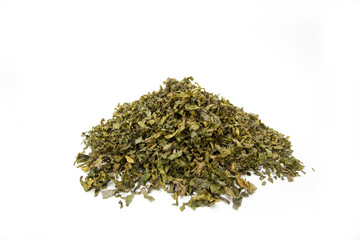 tea leaf, pile of brown green dry tea leaf