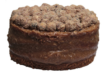 chocolate cake on white background