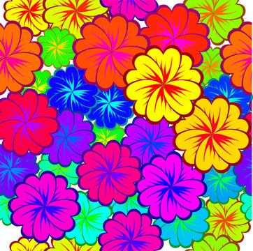 Seamless background with multicolored flowers