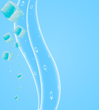 Vector background with  falling ice cubes