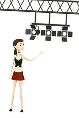 3d render of cartoon character with light