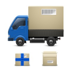 truck with a gift vector icon xxl
